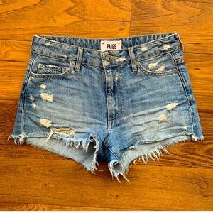 paige distressed jean shorts size 24